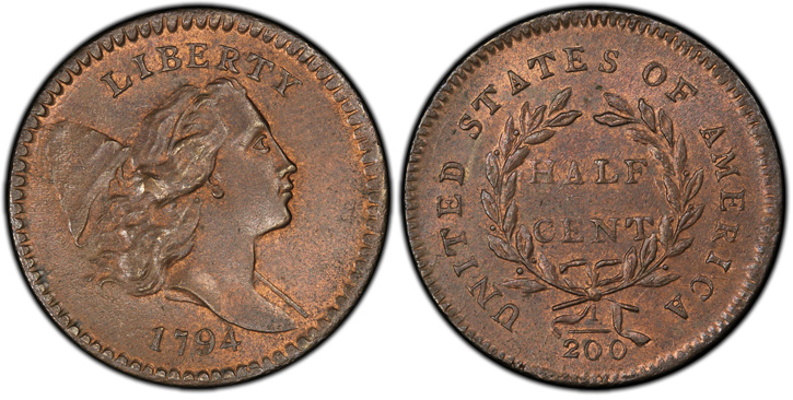 1794 Liberty Cap Half Cent. C-9. High-Relief Head.  MS-66 RB (PCGS). 